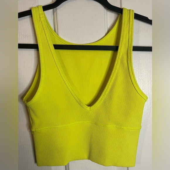Lululemon Power Pivot Ribbed Tank Top- Highlight Yellow/ Size 2 - Picture 3 of 7